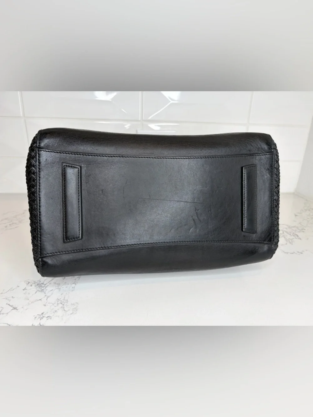 Givenchy Antigona Medium Black Leather Satchel Woven Panel